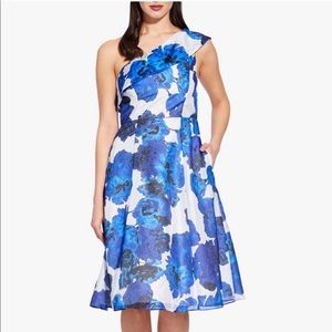 Adrianna Papell One Shoulder Floral Fit-and-Flare Dress